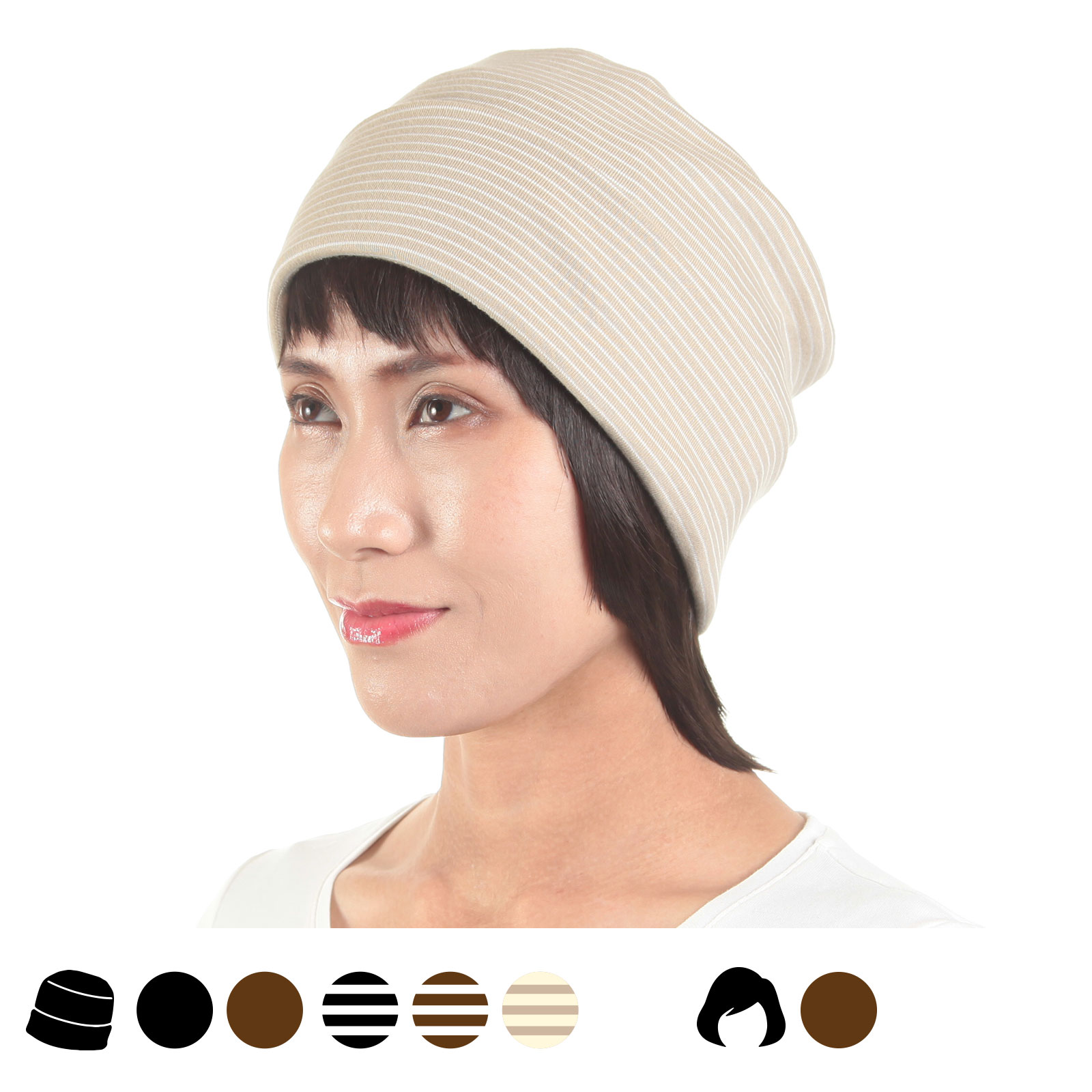 N002 医療用帽子ベーシックプラス＆ナチュラルボブヘア＋前髪 3点セット